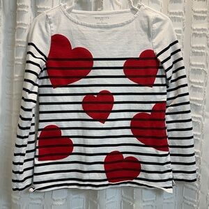 Talbots Red Heart Long Sleeve Tee - Black & White Stripes